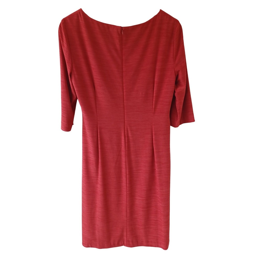 Tahari Arthur S Levine Orange Ruched Sheath Dress 3/4 Sleeve Sz 10 Bsns Cocktail - Picture 3 of 8